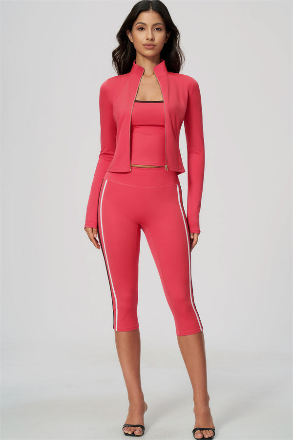 The Chisel Jacket Crop Top Capri Leggings 3-Piece Set