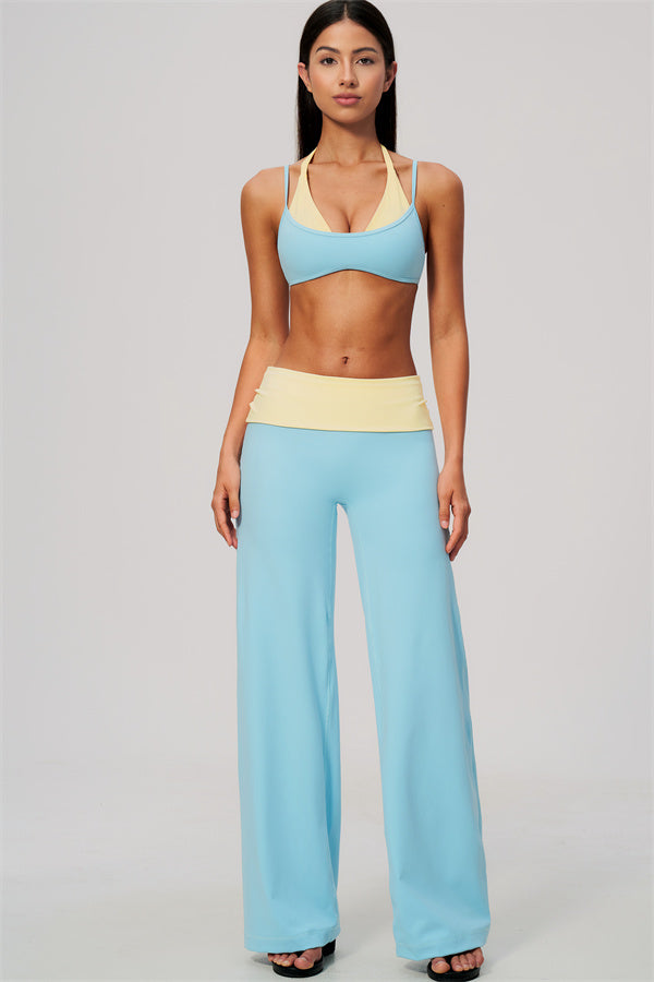The Cascade Sports Bra Color-block Straight Leg Pants 2-Piece Set