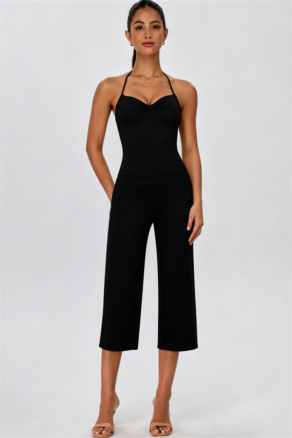 The Energize Halter Tank Top Wide Leg Crop 2-Piece Set
