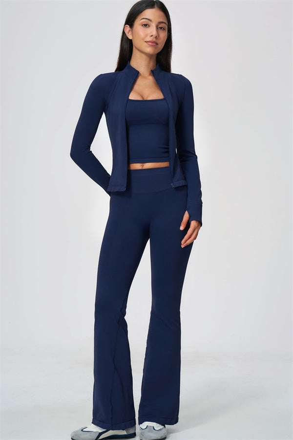 The Wanderlust Jacket Tank Top Flared Leggings 3-Piece Set