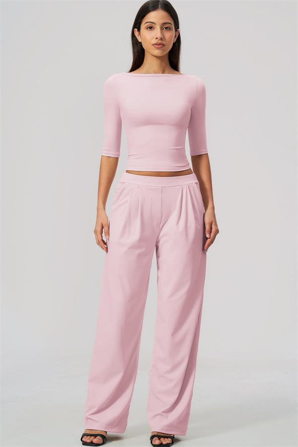 The Flow Motion Half-Sleeve T-Shirt Straight Leg Pants 2-Piece Set