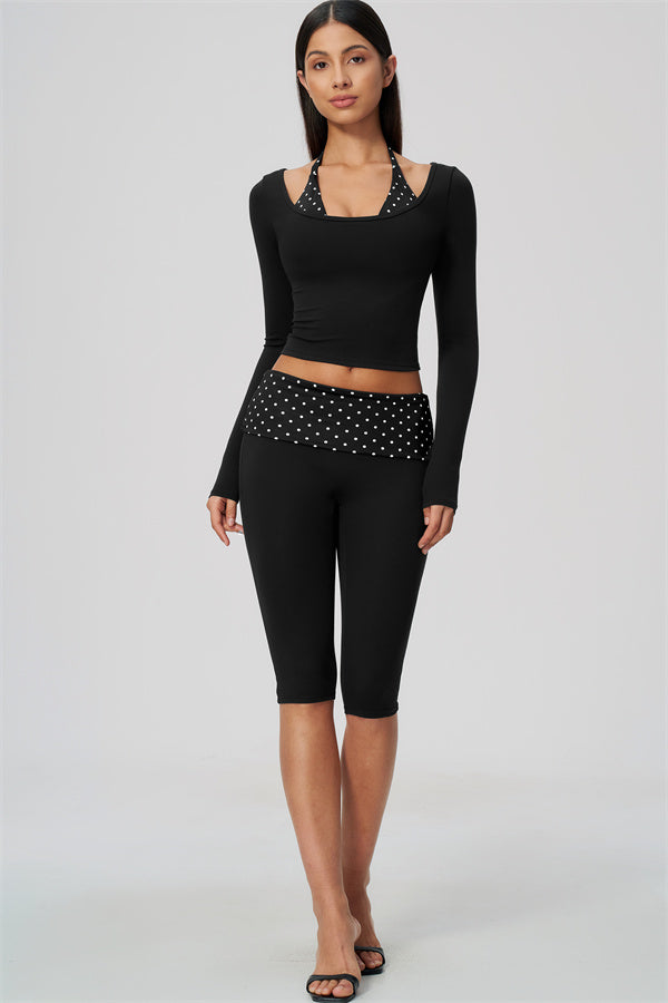 The Enliven Long Sleeve T-shirt Capri Leggings 2-Piece Set