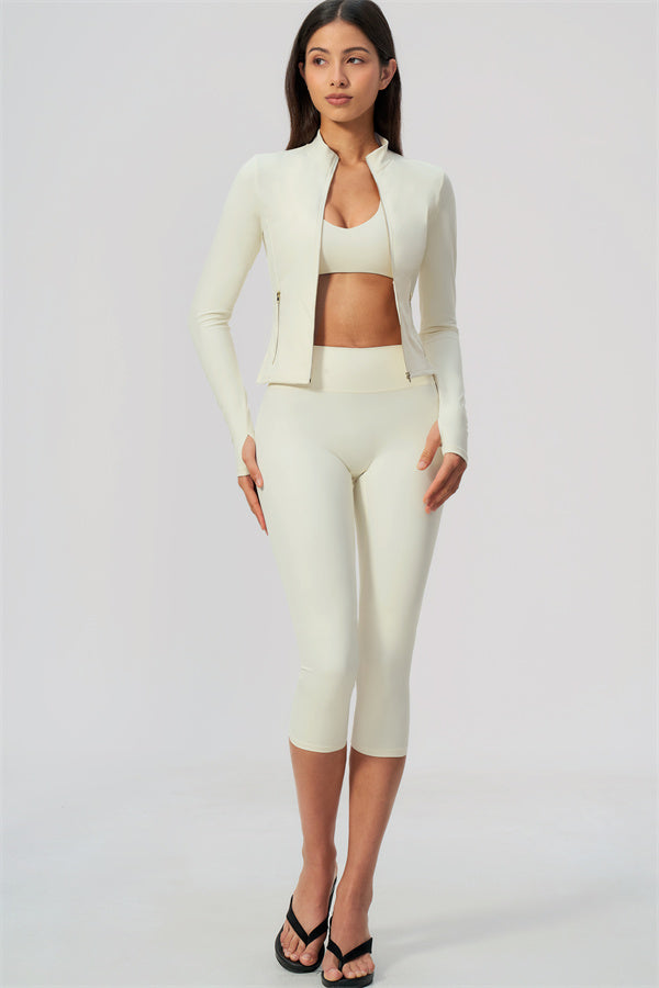 The Twirl Daring Jacket Sports Bra Capri Leggings 3-Piece Set