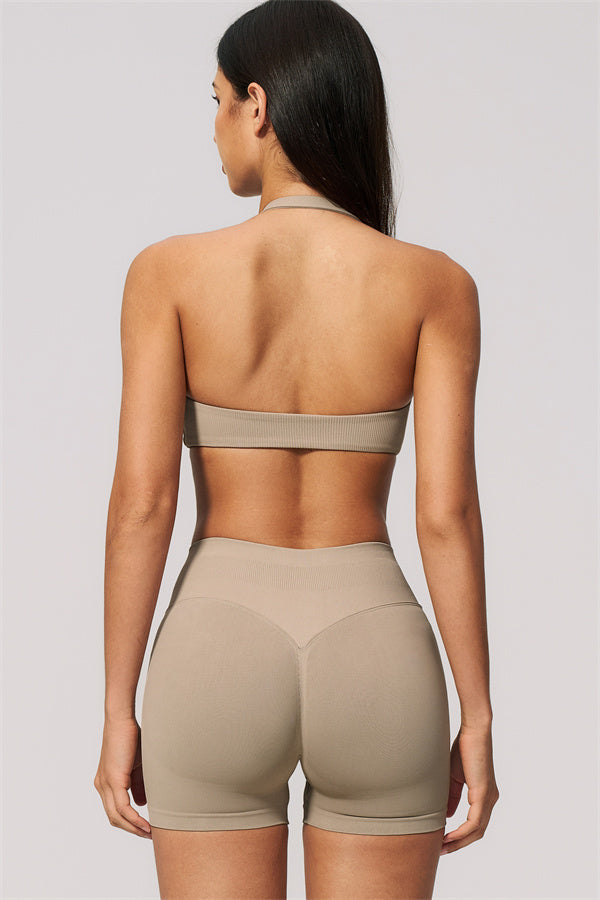 The Velvetine Halter Sports Bra Shorts 2-Piece Set