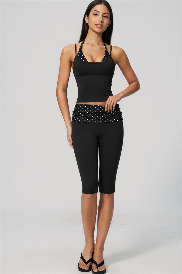 The Enliven Halter Tank Top Capri Leggings 2-Piece Set