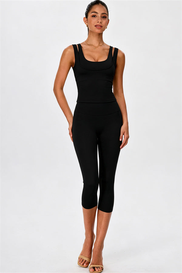 The Energize Double Strap Tank Top Capri Leggings 2-Piece Set