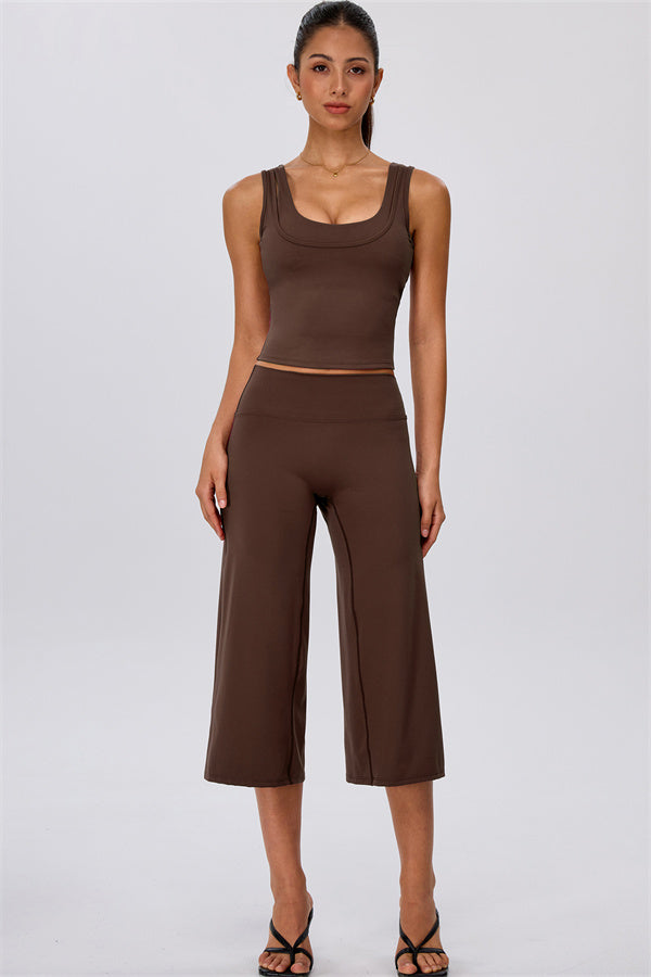 The Energize Double Strap Tank Top Wide Leg Crop 2-Piece Set
