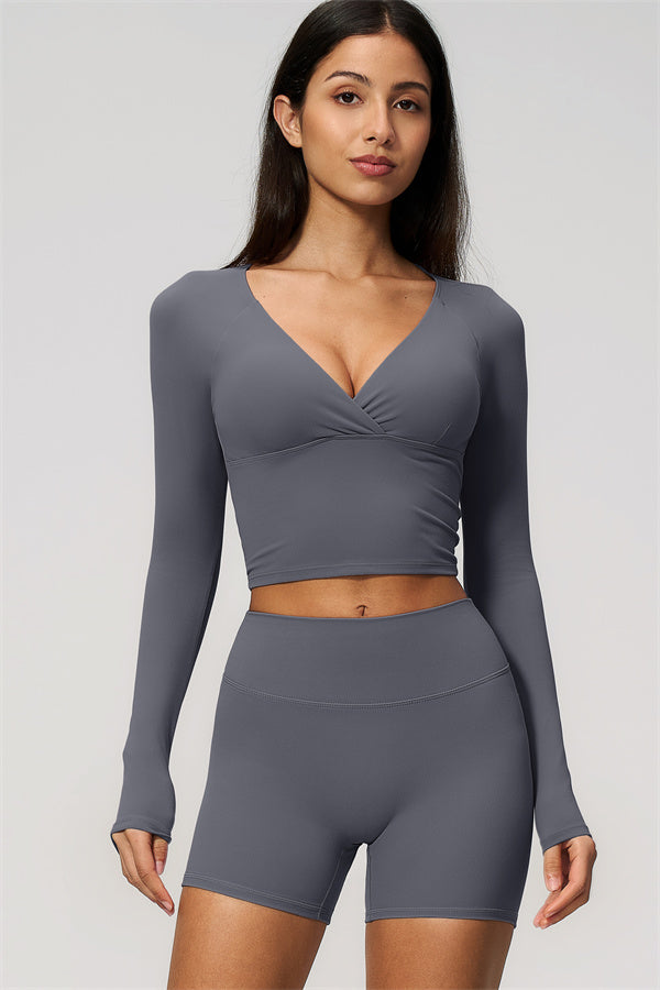 The Lox Long Sleeve Crop top Shorts 2-Piece Set