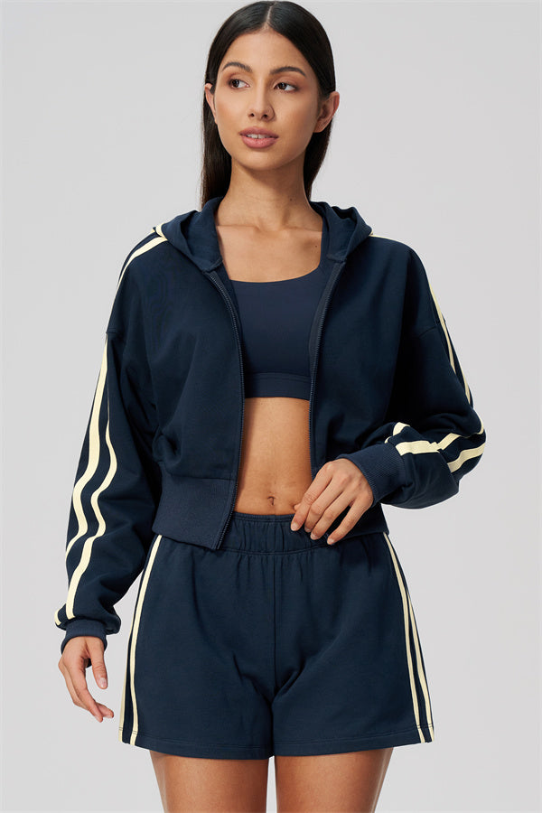 The Tryst Hoodie Sports Bra Shorts 3-Piece Set