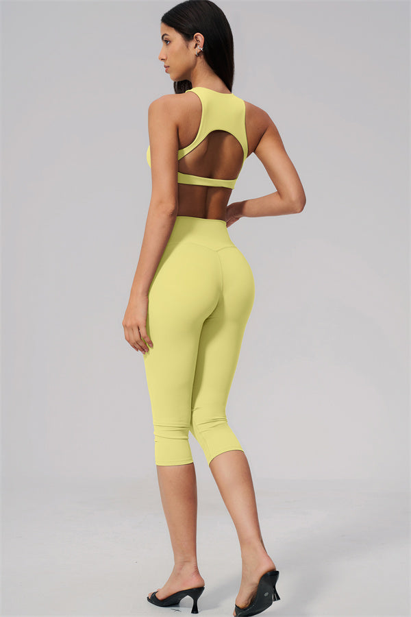 The Twirl Open Back Sports Bra Capri Leggings 2-Piece Set