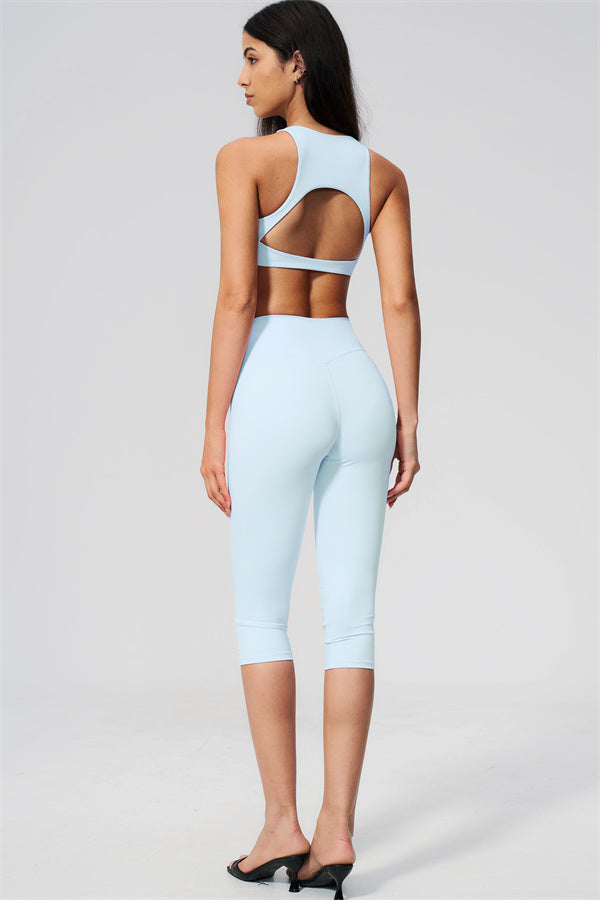 The Twirl Open Back Sports Bra Capri Leggings 2-Piece Set