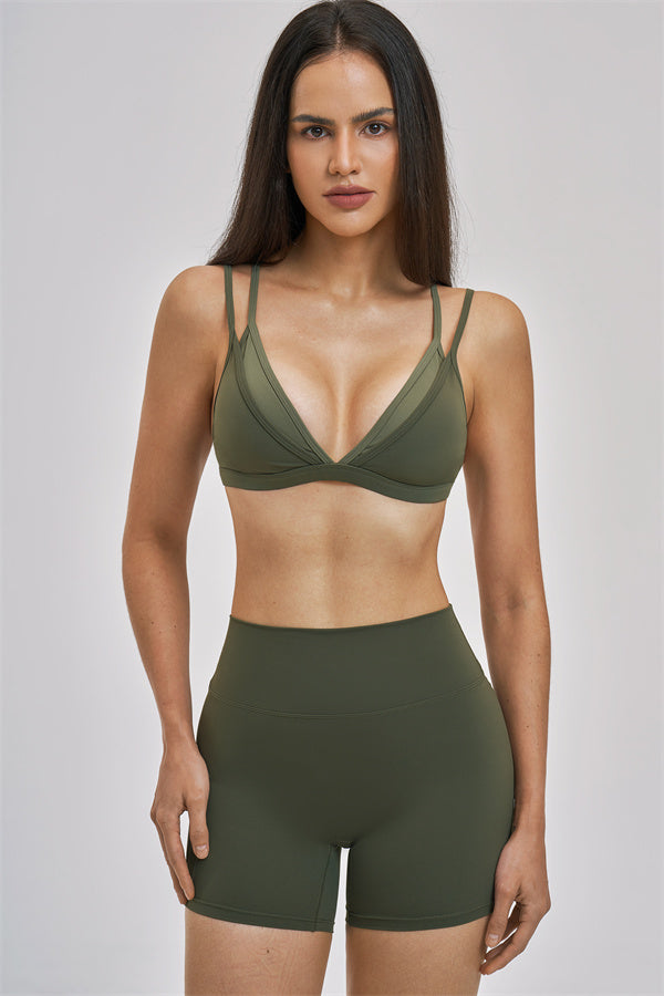 The Seraphine Layered V Sports Bra Shorts 2-Piece Set
