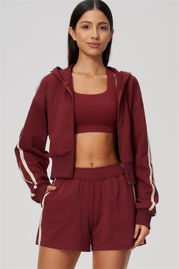 The Tryst Hoodie Sports Bra Shorts 3-Piece Set