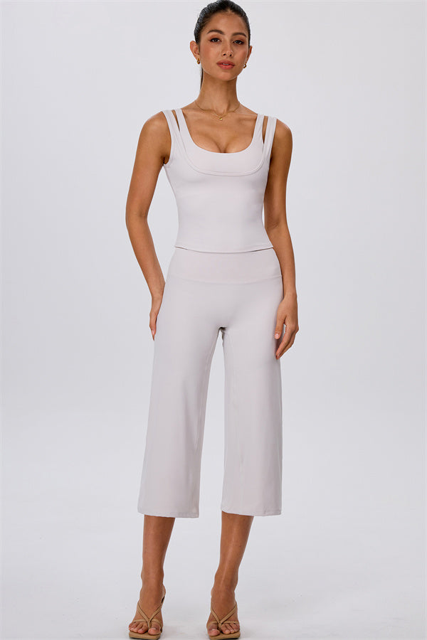 The Energize Double Strap Tank Top Wide Leg Crop 2-Piece Set