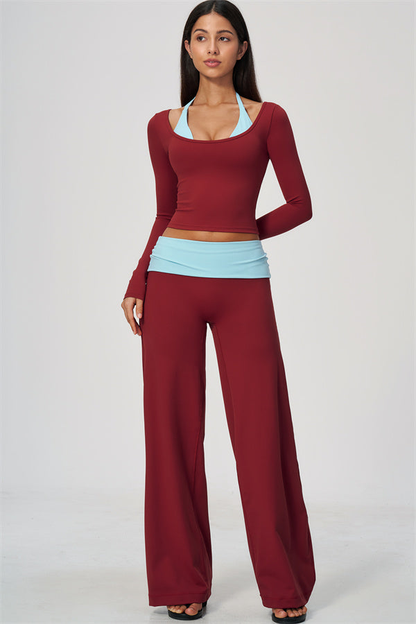 The Cascade Long Sleeve T-shirt Color-block Straight Leg Pants 2-Piece Set