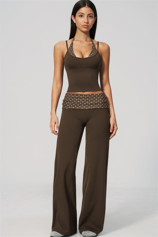 The Enliven Halter Tank Top Straight Leg Pants 2-Piece Set