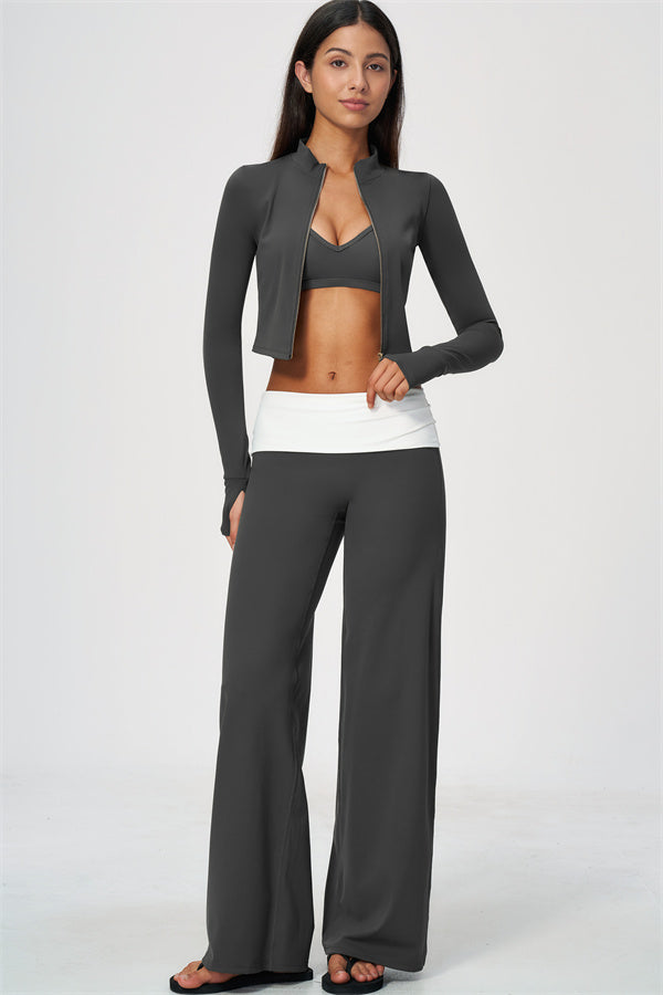The Joyous Jacket Sports Bra Straight Leg Pants 3-Piece Set
