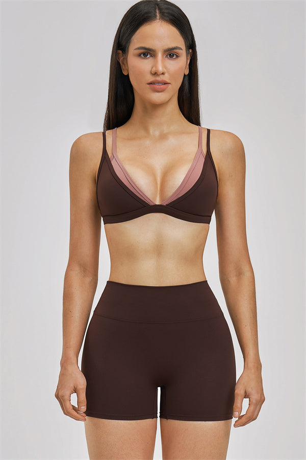 The Seraphine Layered V Sports Bra Shorts 2-Piece Set