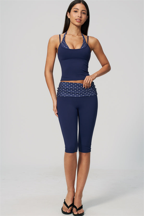 The Enliven Halter Tank Top Capri Leggings 2-Piece Set