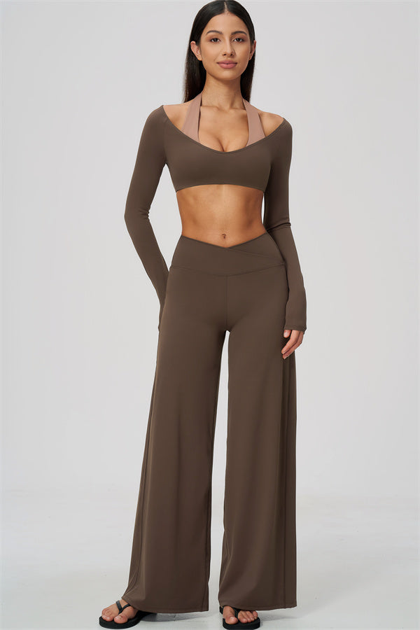 The Soiree Halter Crop Top Straight Leg Pants 2-Piece Set