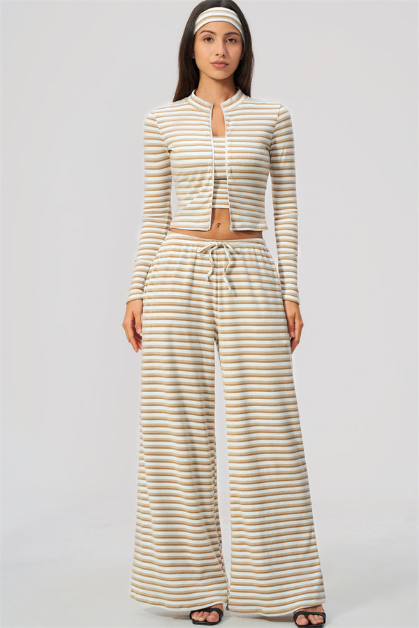 The Brilliance Jacket Tank Top Straight Leg Pants 3-Piece Set (Headband not included)