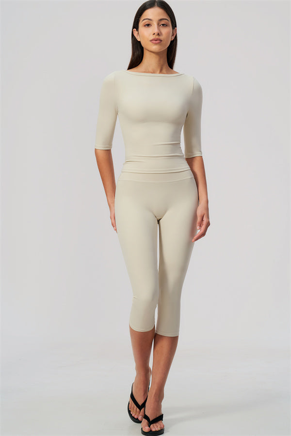 The Flow Motion Half-Sleeve T-Shirt Capri Leggings 2-Piece Set