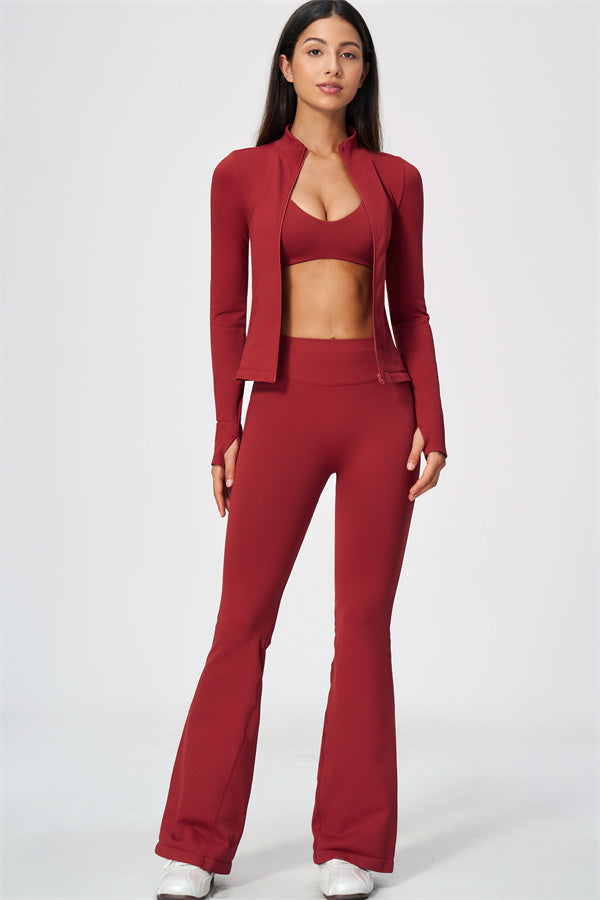 The Wanderlust Jacket Sports Bra Flared Leggings 3-Piece Set