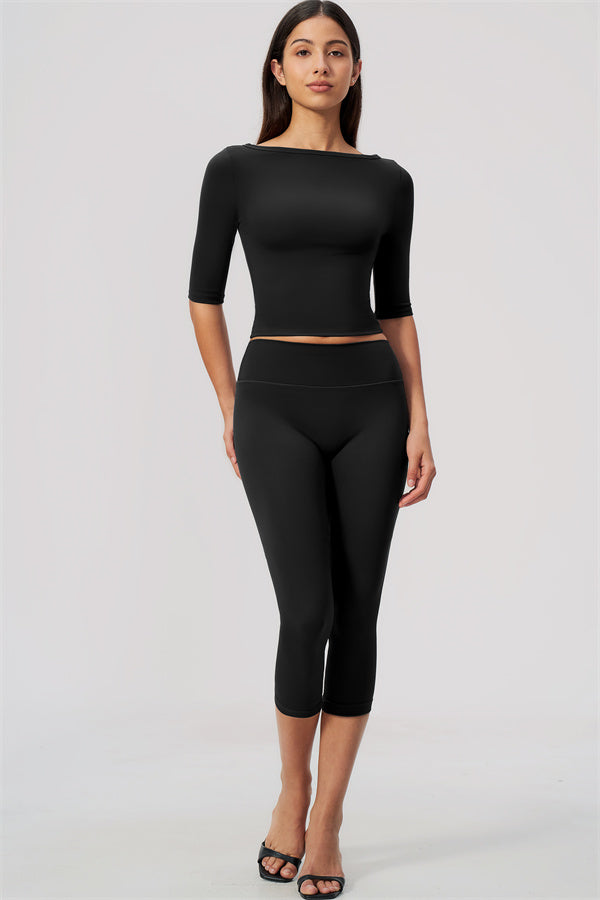 The Flow Motion Half-Sleeve T-Shirt Capri Leggings 2-Piece Set