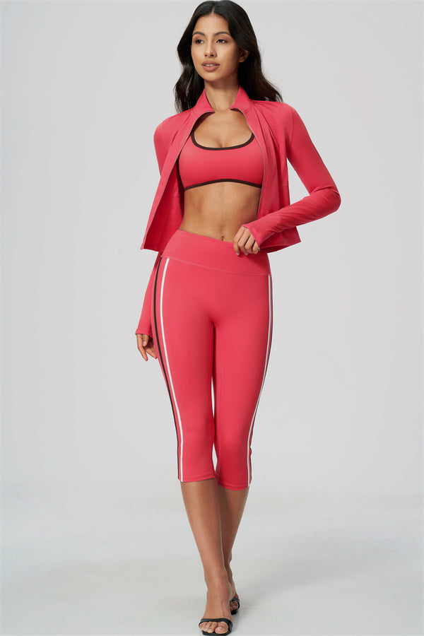 The Chisel Jacket Sports Bra Capri Leggings 3-Piece Set