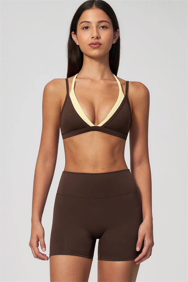 The Seraphine Layered V Sports Bra Shorts 2-Piece Set