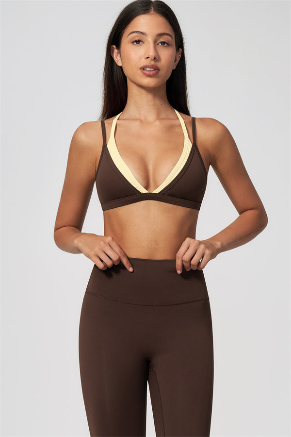 The Seraphine Layered V Sports Bra Leggings 2-Piece Set