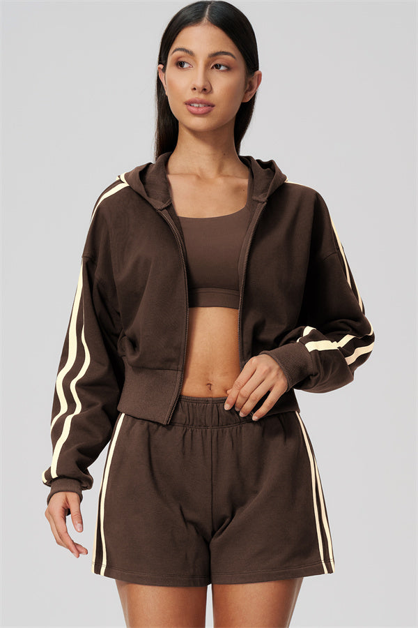 The Tryst Hoodie Sports Bra Shorts 3-Piece Set
