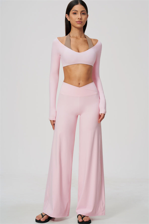 The Soiree Halter Crop Top Straight Leg Pants 2-Piece Set