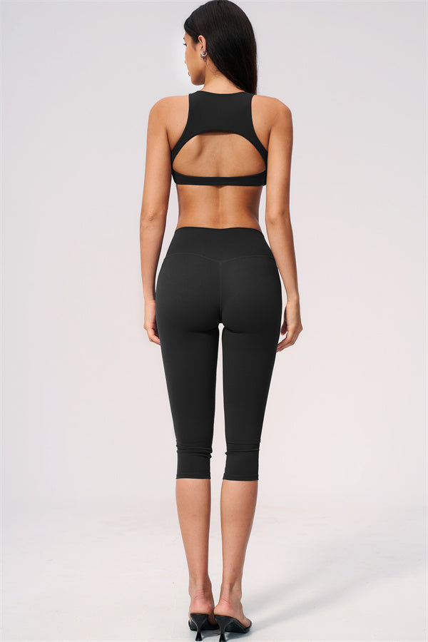 The Twirl Open Back Sports Bra Capri Leggings 2-Piece Set