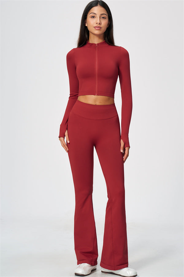 The Wanderlust Cropped Jacket Flared Leggings 2-Piece Set