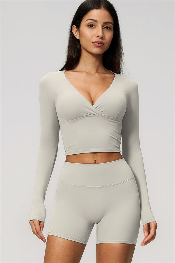 The Lox Long Sleeve Crop top Shorts 2-Piece Set