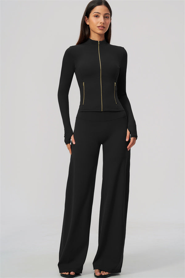 The Twirl Zip Jacket Straight Leg Pants 2-Piece Set
