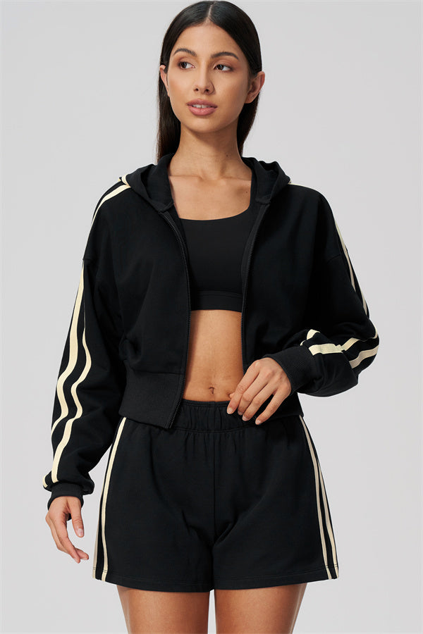 The Tryst Hoodie Sports Bra Shorts 3-Piece Set