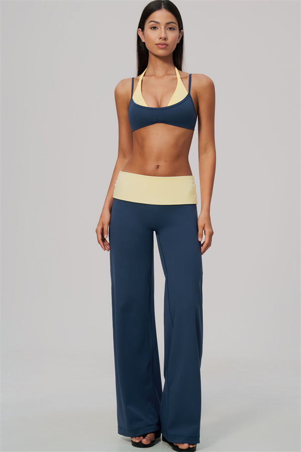 The Cascade Sports Bra Color-block Straight Leg Pants 2-Piece Set
