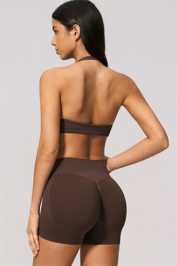 The Velvetine Halter Sports Bra Shorts 2-Piece Set