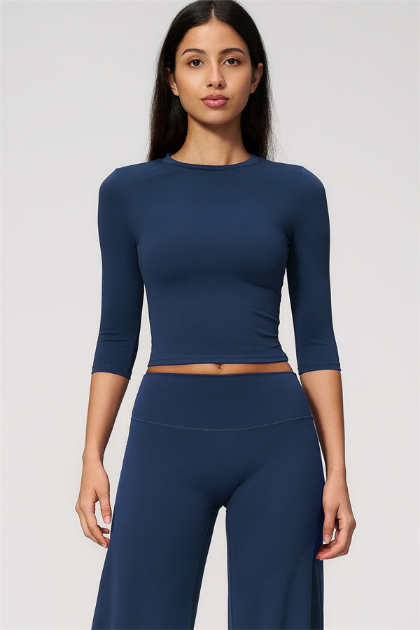 The Natalia Half-Sleeve Top Straight Leg Pants 2-Piece Set