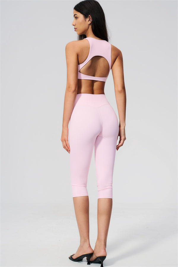 The Twirl Open Back Sports Bra Capri Leggings 2-Piece Set
