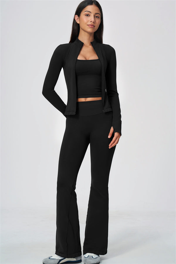 The Wanderlust Jacket Tank Top Flared Leggings 3-Piece Set
