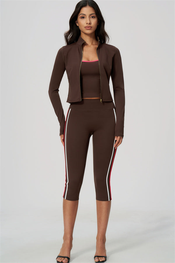 The Chisel Jacket Crop Top Capri Leggings 3-Piece Set