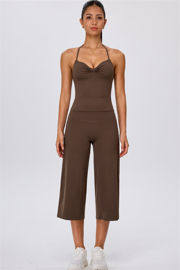 The Energize Halter Tank Top Wide Leg Crop 2-Piece Set