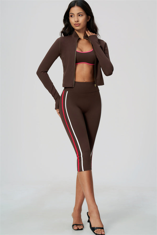 The Chisel Jacket Sports Bra Capri Leggings 3-Piece Set