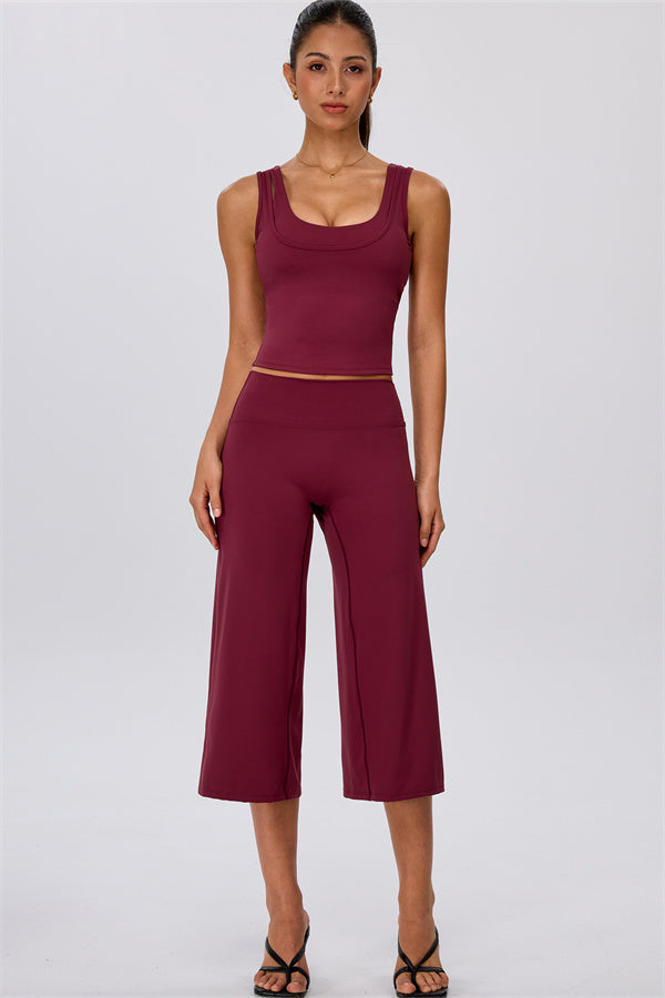 The Energize Double Strap Tank Top Wide Leg Crop 2-Piece Set