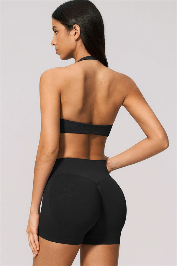 The Velvetine Halter Sports Bra Shorts 2-Piece Set