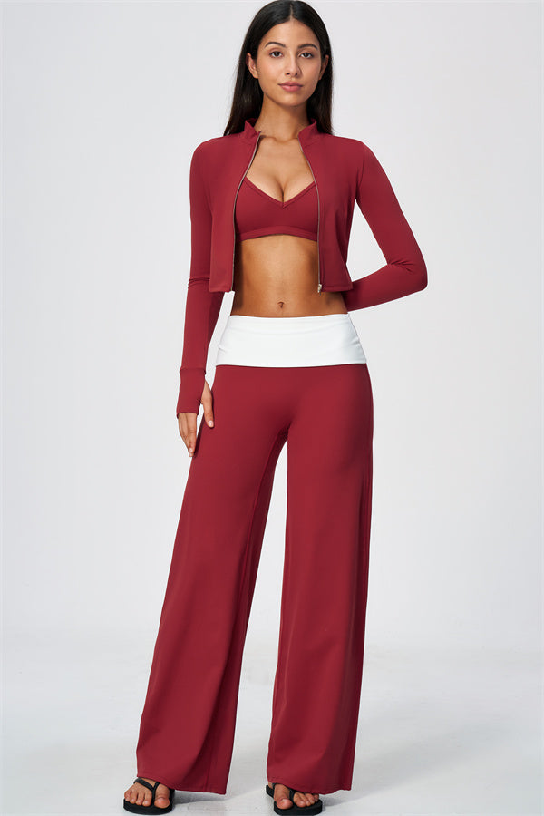 The Joyous Jacket Sports Bra Straight Leg Pants 3-Piece Set
