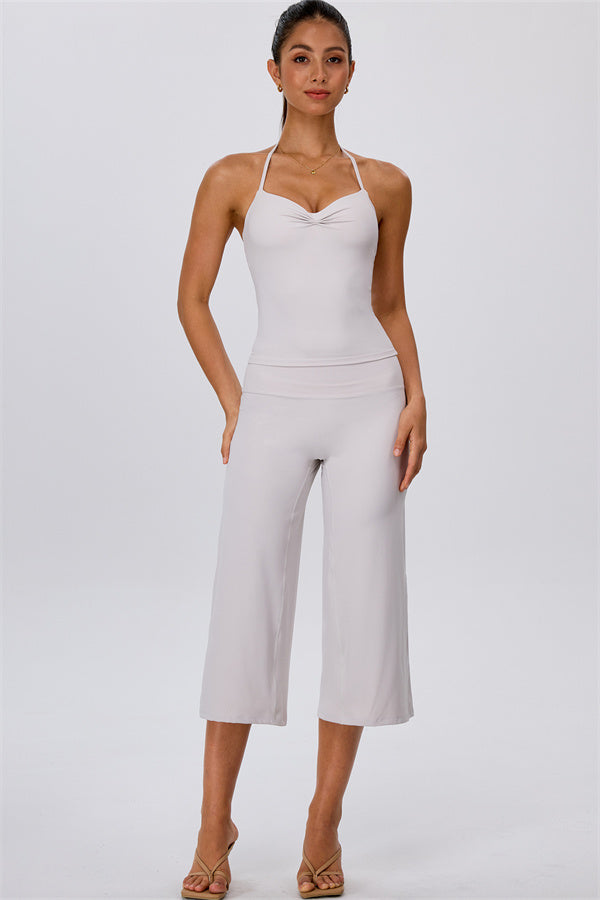 The Energize Halter Tank Top Wide Leg Crop 2-Piece Set